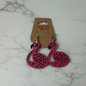 Handmade Flamingo Earrings - Pink